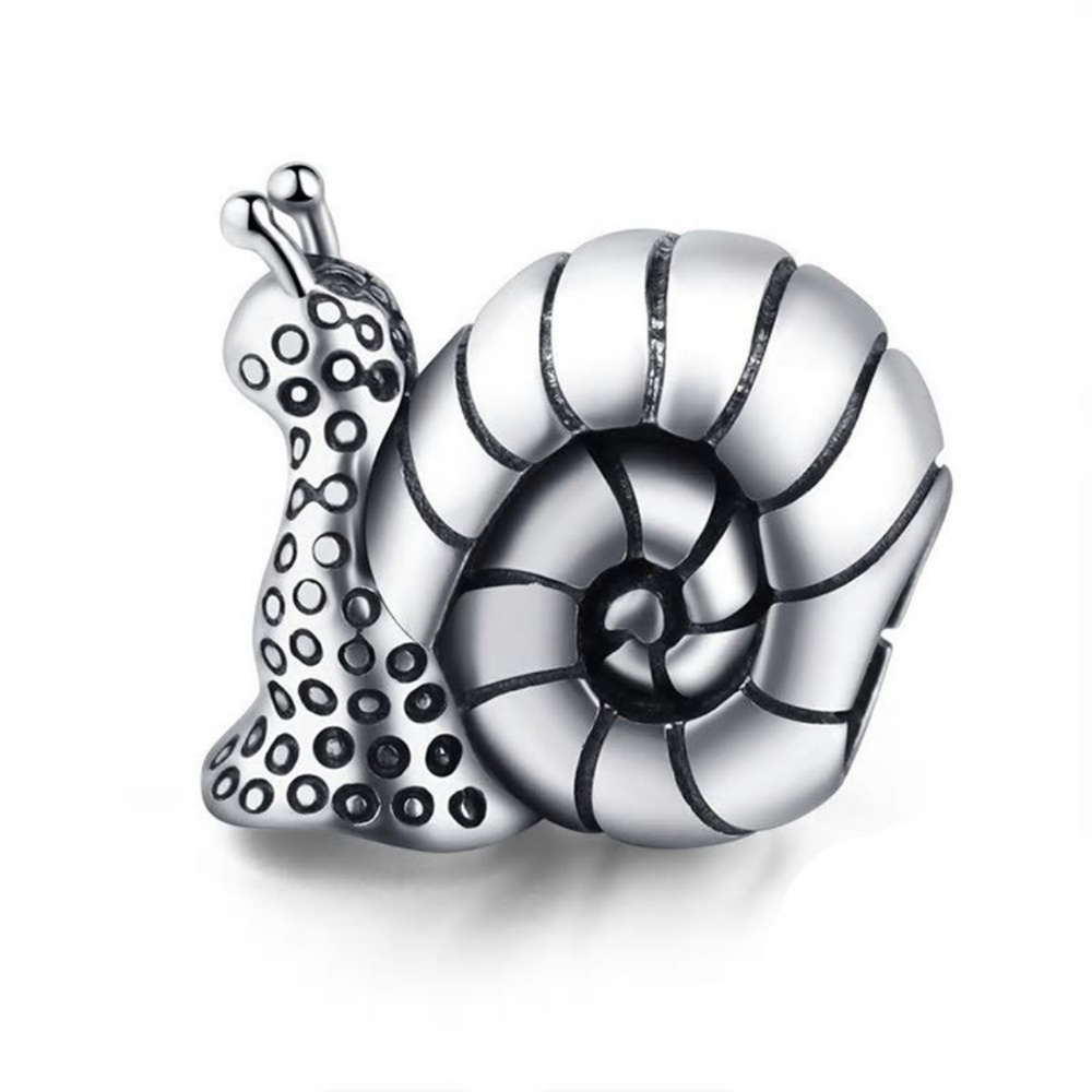 925 Sterling Silver Spotted Snail Shell Charm Bead